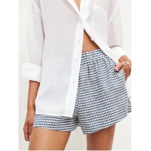 Reformation Mila Linen Short in Gingham check | size small